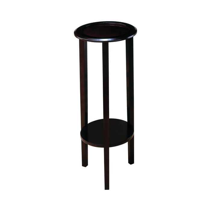 Kirk Espresso Round Accent Table with Bottom Shelf - 900936 - Vega Furniture