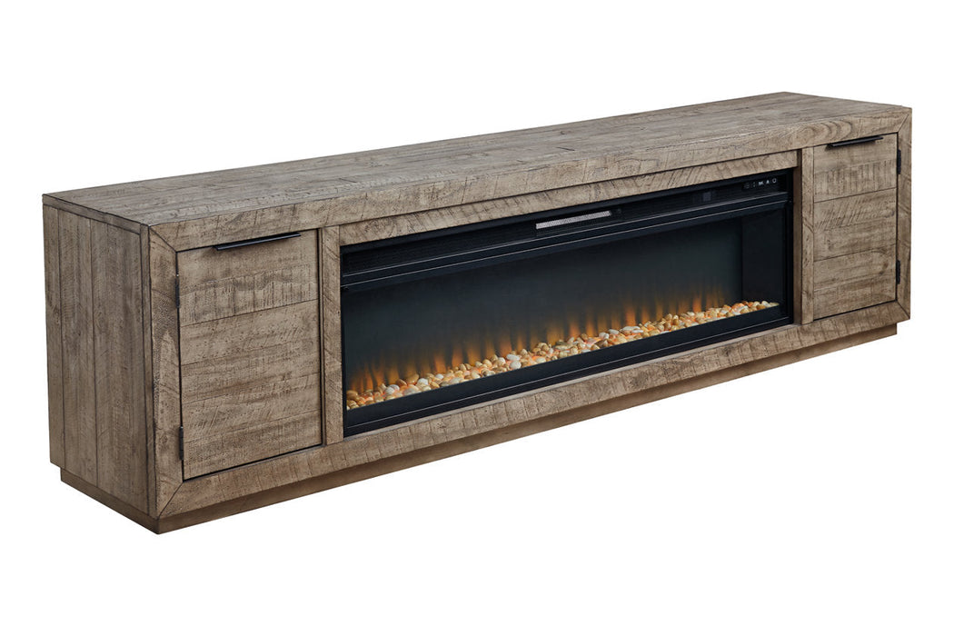 Krystanza Weathered Gray TV Stand with Electric Fireplace - SET | W100-22 | W760-78 - Vega Furniture