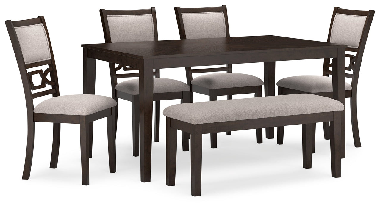 Langwest Brown Dining Table and 4 Chairs and Bench (Set of 6) - D422-325 - Vega Furniture