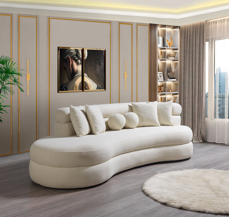 Larissa Ivory Boucle Chaise Lounge - LARISSAIV-CHAISE - Vega Furniture