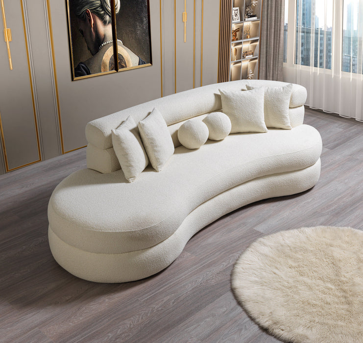 Larissa Ivory Boucle Chaise Lounge - LARISSAIV-CHAISE - Vega Furniture