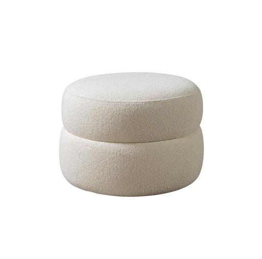 Larissa Ivory Boucle Round Ottoman - LARISSAIVORY-OTT - Vega Furniture