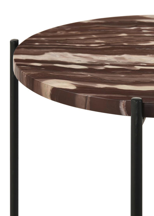 Latifa Red/Black Round Accent Table with Marble Top - 936010 - Vega Furniture