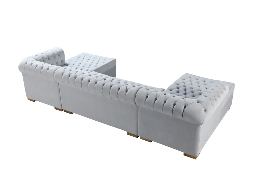 Lauren Pearl Velvet Double Chaise Sectional - LAURENPEARL-SEC - Vega Furniture