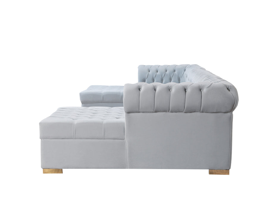 Lauren Pearl Velvet Double Chaise Sectional - LAURENPEARL-SEC - Vega Furniture