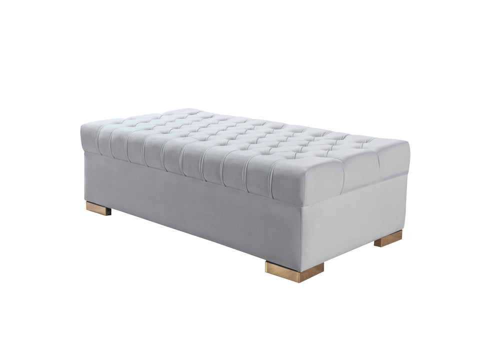 Lauren Pearl Velvet Rectangle Ottoman - LAURENPEARL-OTT - Vega Furniture