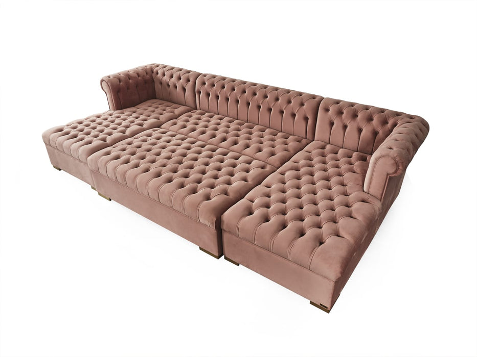 Lauren Pink Velvet Oversized Ottoman - LAURENPINK-OTT - Vega Furniture
