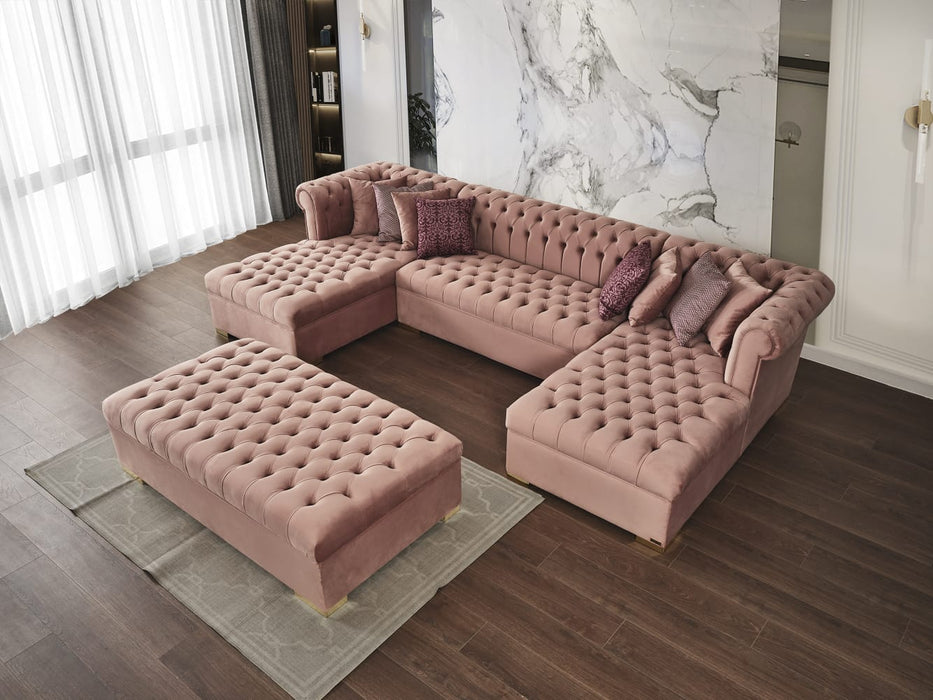Lauren Pink Velvet Oversized Ottoman - LAURENPINK-OTT - Vega Furniture