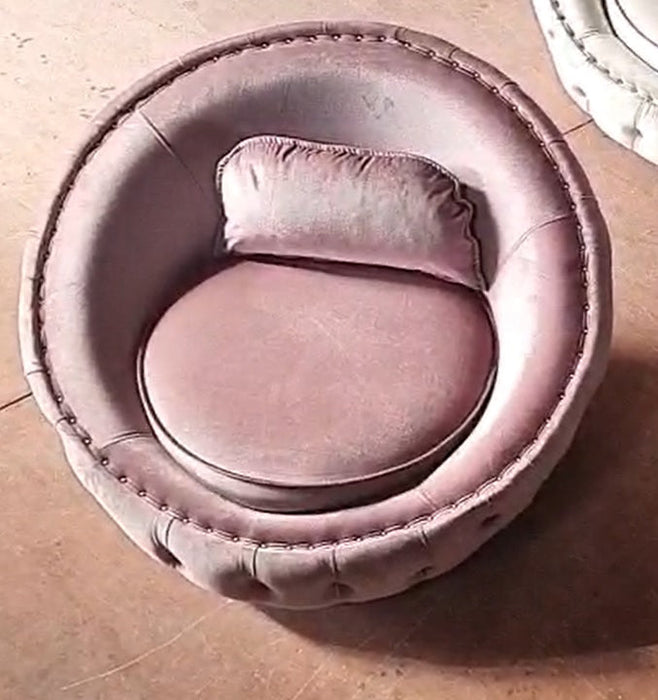 Lauren Pink Velvet Swivel Chair - LAURENPINK-SC - Vega Furniture