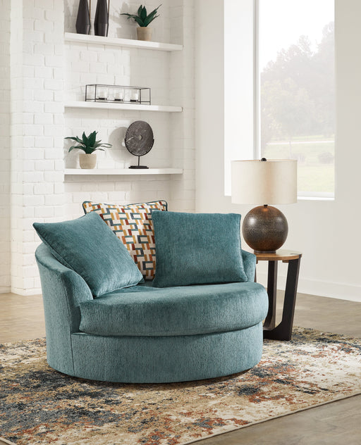 Laylabrook Teal Oversized Swivel Accent Chair - 9220621 - Vega Furniture