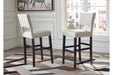 Leektree Ivory/Brown Bar Height Barstool, Set of 2 - D470-330 - Vega Furniture