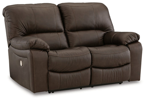 Leesworth Dark Brown Power Reclining Loveseat - U4380874 - Vega Furniture