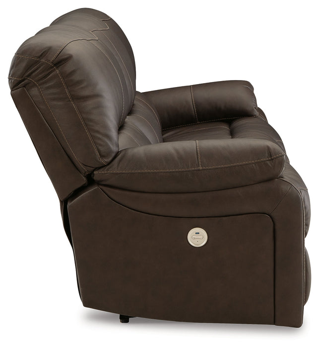 Leesworth Dark Brown Power Reclining Sofa - U4380887 - Vega Furniture