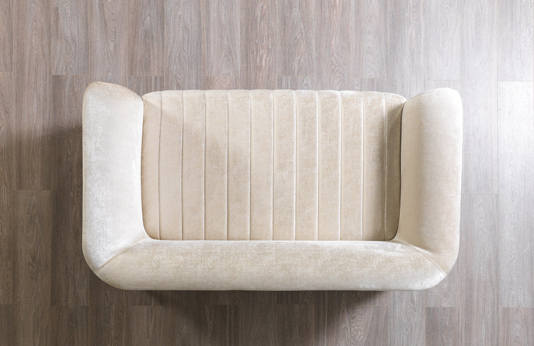 Leina Ivory-Coffee Velvet Loveseat - LEINAIVORY-COFFEE-L - Vega Furniture