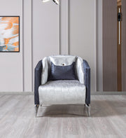 Leina Silver/Gray Velvet Chair - LEINASG-C - Vega Furniture