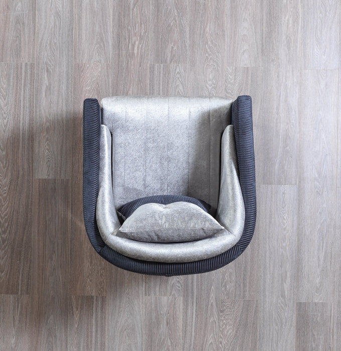 Leina Silver/Gray Velvet Chair - LEINASG-C - Vega Furniture