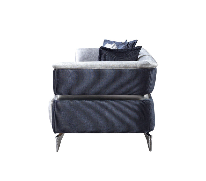 Leina Silver/Gray Velvet Living Room Set - LEINASG-SL - Vega Furniture