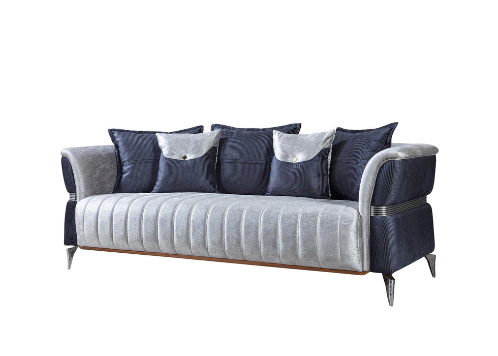 Leina Silver/Gray Velvet Living Room Set - LEINASG-SL - Vega Furniture