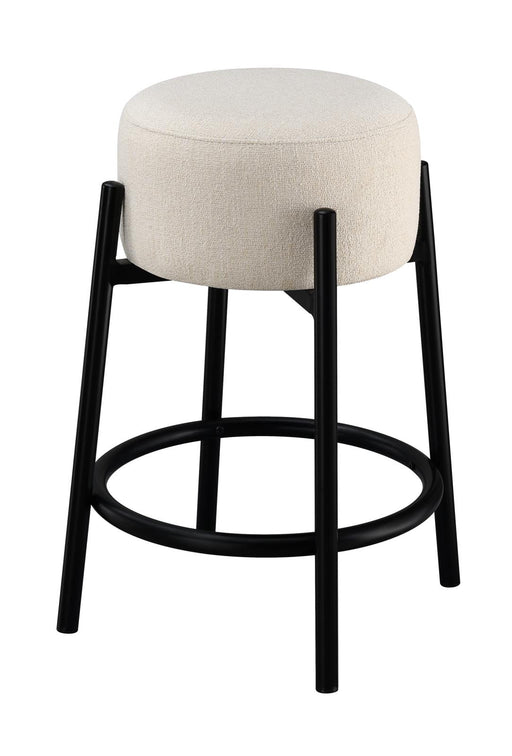 Leonard Upholstered Backless Round Stools White/Black (Set of 2) - 182175 - Vega Furniture