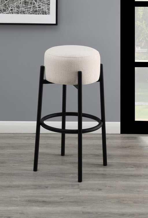 Leonard Upholstered Backless Round Stools White/Black (Set of 2) - 182176 - Vega Furniture