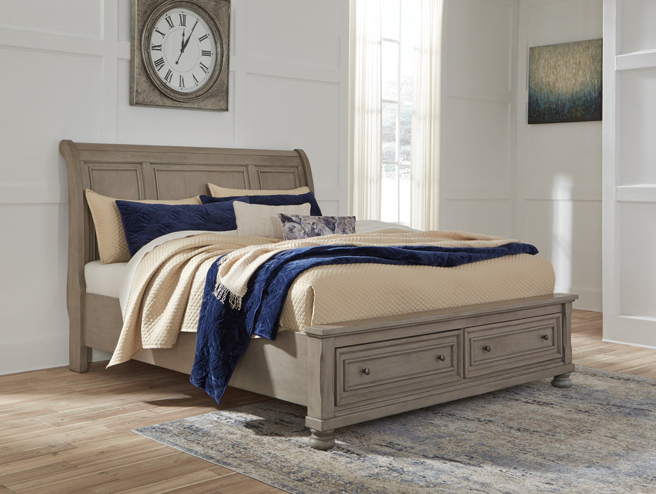 Lettner Light Gray Footboard Storage Sleigh Platform Bedroom Set - SET | B733-76 | B733-78 | B733-99 | B733-31 | B733-92 - Vega Furniture