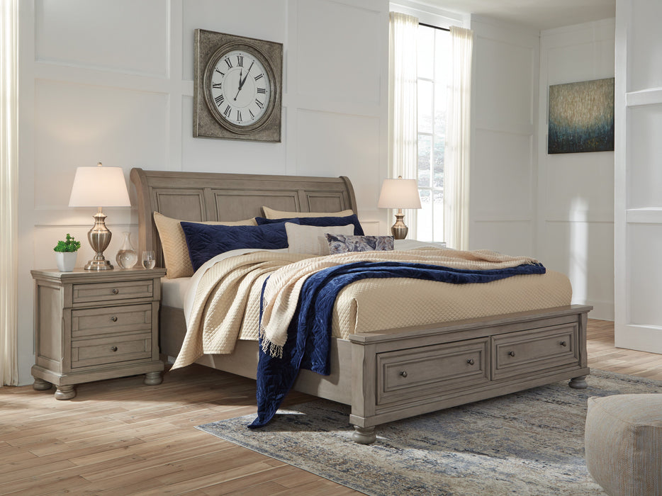 Lettner Light Gray Footboard Storage Sleigh Platform Bedroom Set - SET | B733-76 | B733-78 | B733-99 | B733-31 | B733-92 - Vega Furniture