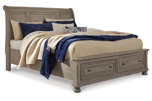 Lettner Light Gray Queen Sleigh Bed with 2 Storage Drawers - SET | B733-77 | B733-98 | B733-74 - Vega Furniture