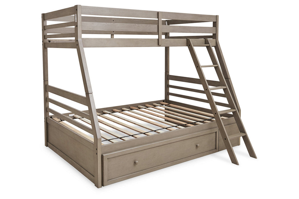 Lettner Light Gray Twin over Full Bunk Bed with 1 Large Storage Drawer - SET | B733-50 | B733-58P | B733-58R - Vega Furniture