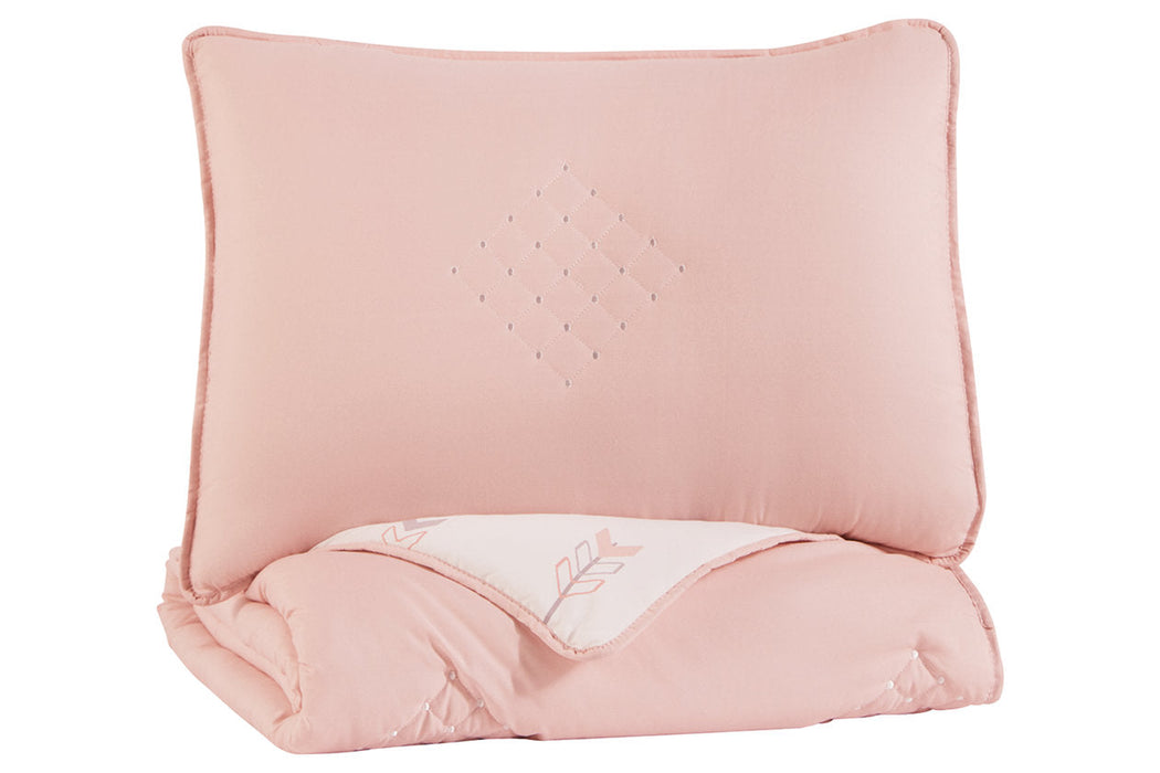 Lexann Pink/White/Gray Twin Comforter Set - Q901001T - Vega Furniture