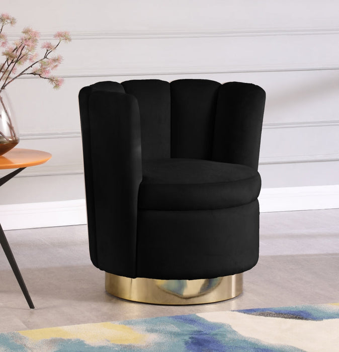 Lily Black Velvet Accent Chair - 578Black - Vega Furniture