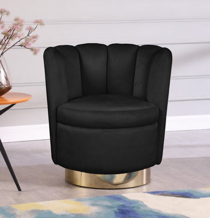 Lily Black Velvet Accent Chair - 578Black - Vega Furniture