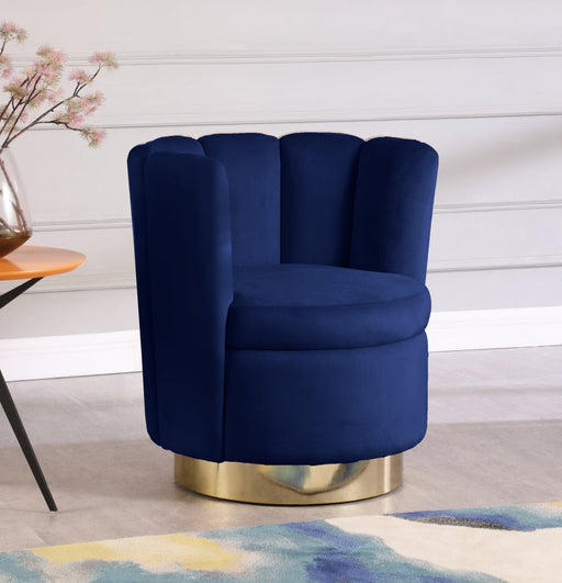 Lily Blue Velvet Accent Chair - 578Navy - Vega Furniture