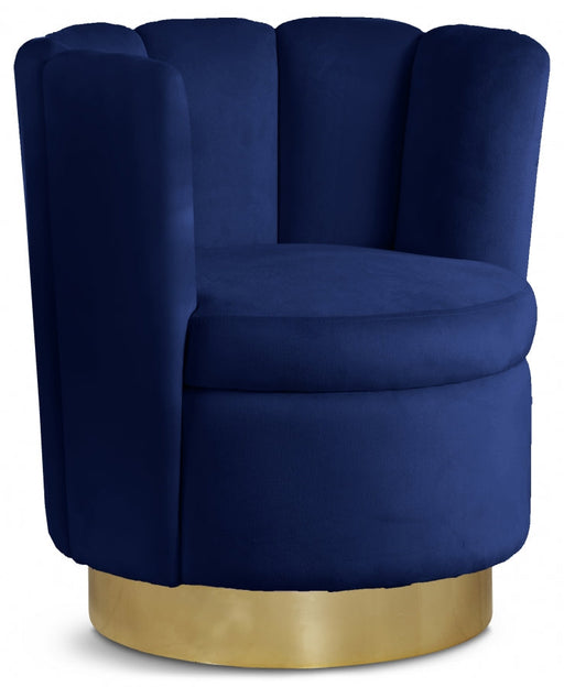 Lily Blue Velvet Accent Chair - 578Navy - Vega Furniture