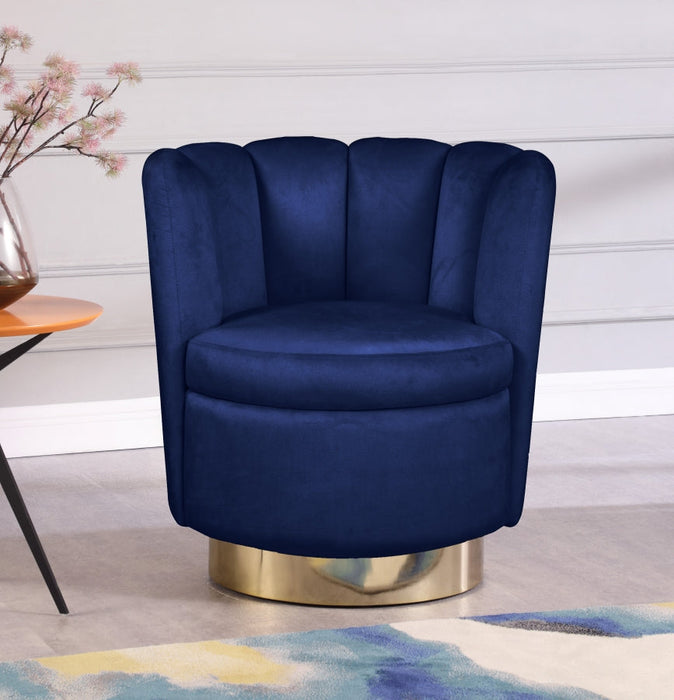 Lily Blue Velvet Accent Chair - 578Navy - Vega Furniture