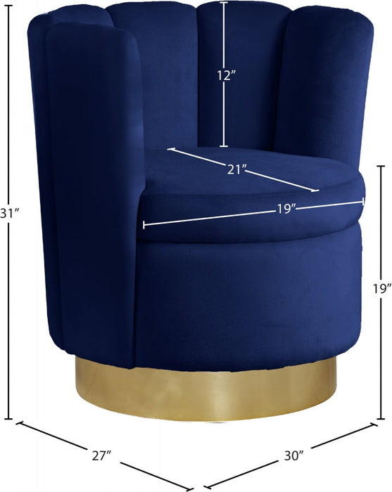 Lily Blue Velvet Accent Chair - 578Navy - Vega Furniture