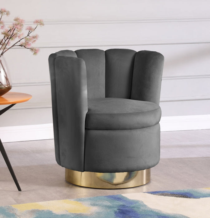 Lily Grey Velvet Accent Chair - 578Grey - Vega Furniture