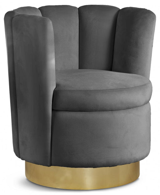 Lily Grey Velvet Accent Chair - 578Grey - Vega Furniture