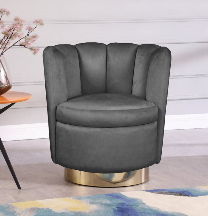 Lily Grey Velvet Accent Chair - 578Grey - Vega Furniture