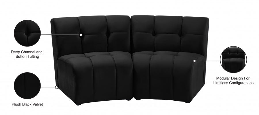 Limitless Black Modular Velvet Loveseat - 645Black-2PC - Vega Furniture