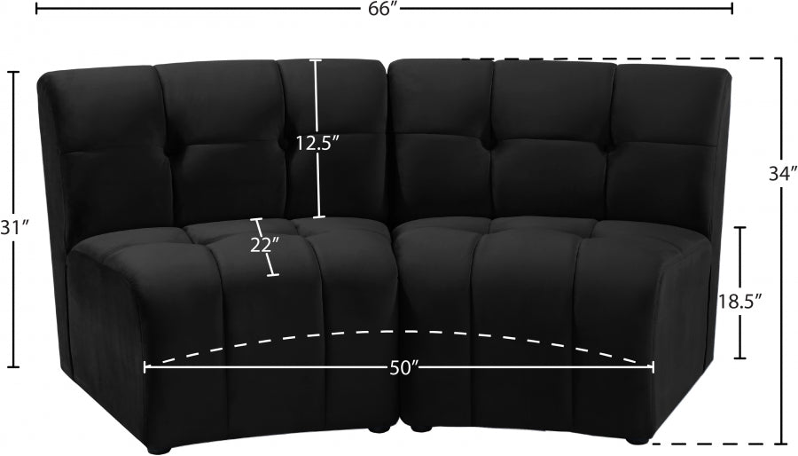 Limitless Black Modular Velvet Loveseat - 645Black-2PC - Vega Furniture