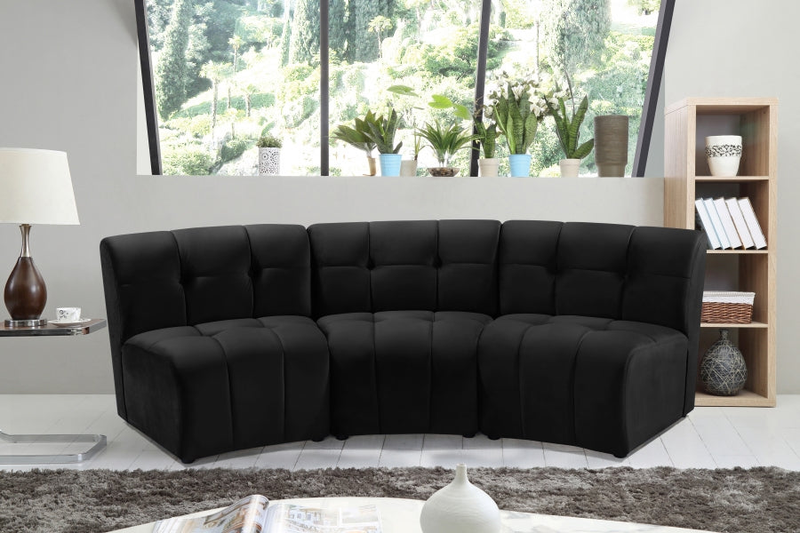 Limitless Black Modular Velvet Sofa - 645Black-3PC - Vega Furniture