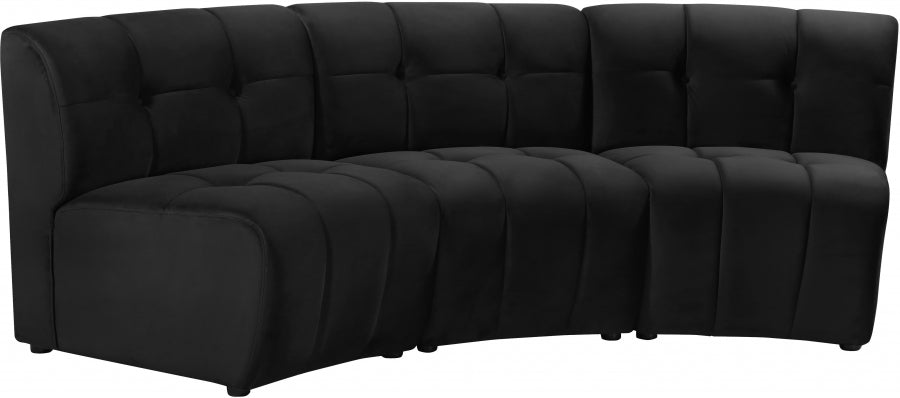 Limitless Black Modular Velvet Sofa - 645Black-3PC - Vega Furniture