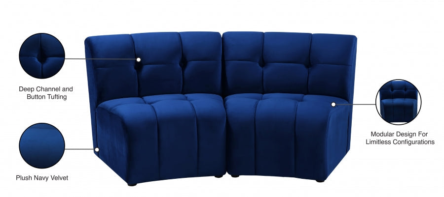 Limitless Blue Modular Velvet Loveseat - 645Navy-2PC - Vega Furniture