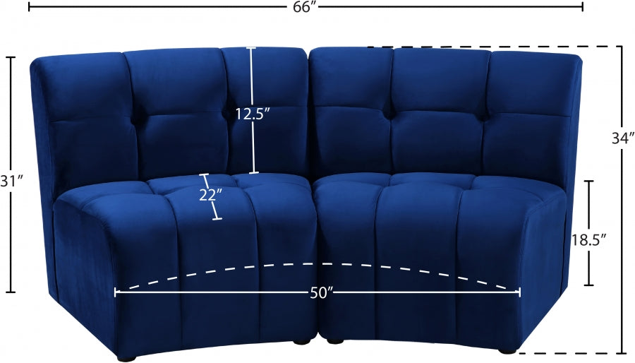 Limitless Blue Modular Velvet Loveseat - 645Navy-2PC - Vega Furniture