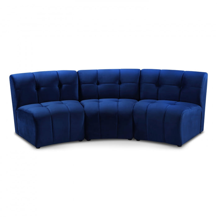 Limitless Blue Modular Velvet Sofa - 645Navy-3PC - Vega Furniture