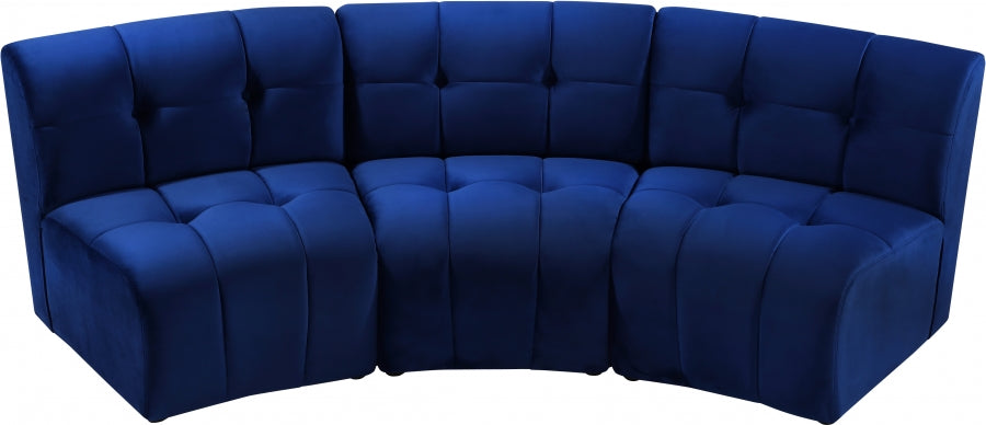 Limitless Blue Modular Velvet Sofa - 645Navy-3PC - Vega Furniture