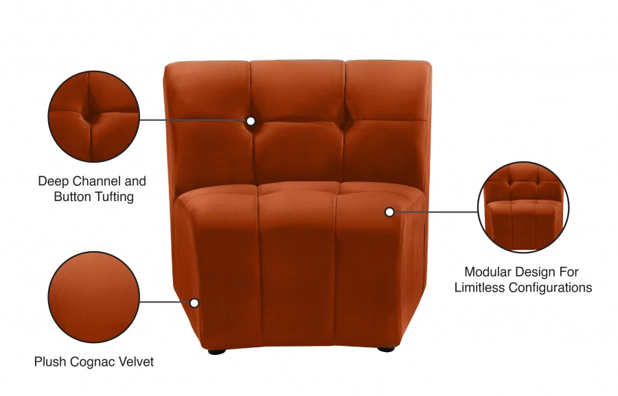 Limitless Cognac Modular Velvet Chair - 645Cognac-C - Vega Furniture