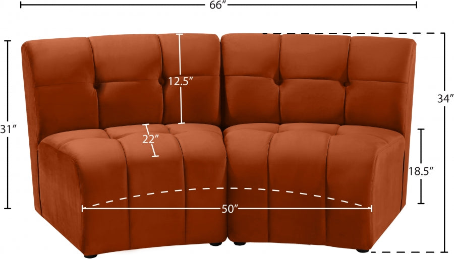 Limitless Cognac Modular Velvet Loveseat - 645Cognac-2PC - Vega Furniture