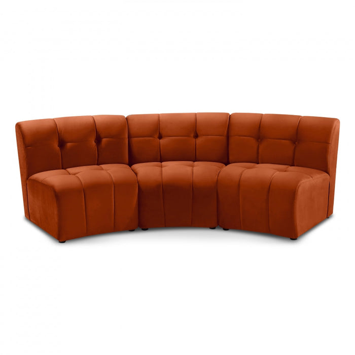 Limitless Cognac Modular Velvet Sofa - 645Cognac-3PC - Vega Furniture