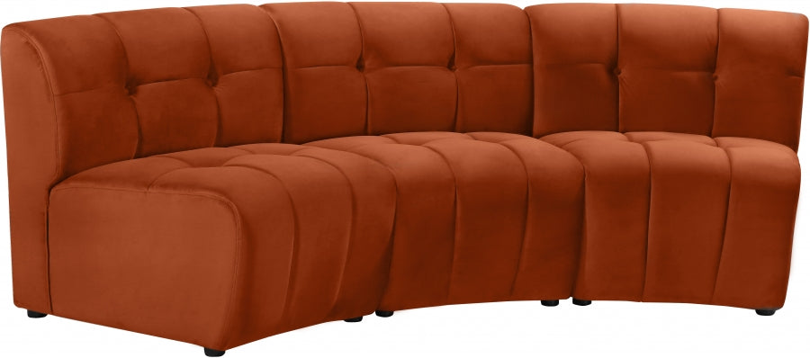 Limitless Cognac Modular Velvet Sofa - 645Cognac-3PC - Vega Furniture